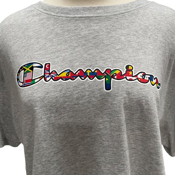 Champion Women's L Grey Graphic Crop T-Shirt Size M Athleisure Casual Workout - Picture 5 of 8
